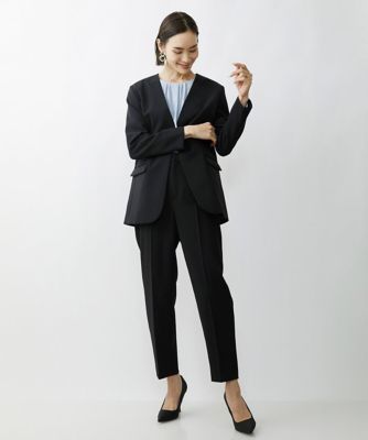 ［小さいサイズ］ストレッチツイルノーカラージャケット（総裏）／セットアップ対応