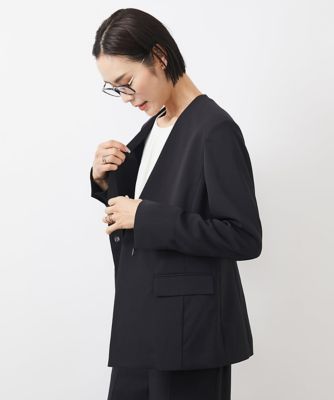 ［小さいサイズ］ツイルノーカラージャケット（多機能素材／セットアップ対応／洗える）