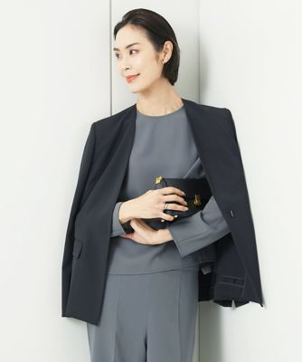 ［小さいサイズ］ツイルノーカラージャケット（多機能素材／セットアップ対応／洗える）
