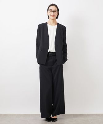［小さいサイズ］ツイルノーカラージャケット（多機能素材／セットアップ対応／洗える）