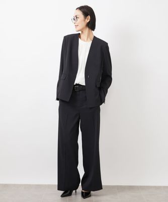 ［小さいサイズ］ツイルノーカラージャケット（多機能素材／セットアップ対応／洗える）