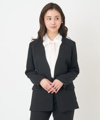 ［小さいサイズ］ジョーゼットノーカラージャケット（セットアップ対応）