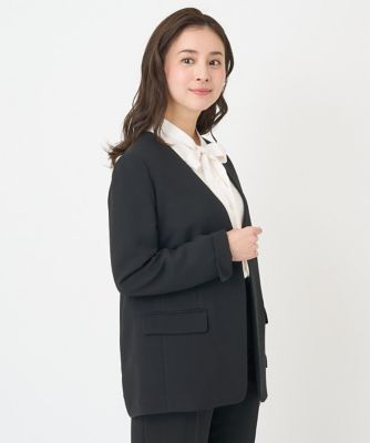 ［小さいサイズ］ジョーゼットノーカラージャケット（セットアップ対応）
