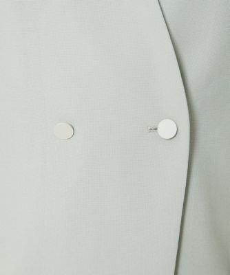 ［小さいサイズ／セットアップ対応］リネンライク５分袖ノーカラージャケット