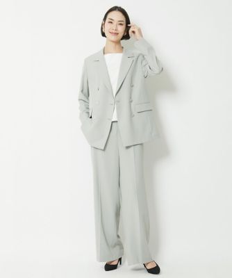 小さいサイズ／セットアップ対応］リネンライクダブルブレスト