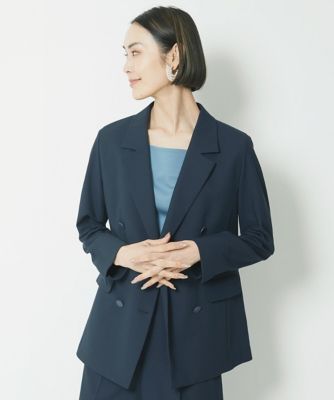 英国【Karen Millen】リネンストライプダブルブレストジャケット Linen Sparkle Stripe Tailored Double Breasted Jacket | Karen