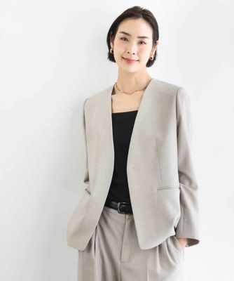 ＜MICHELKLEIN(Women/小さいサイズ)＞［小さいサイズ］［セットアップ対応］ツイードライク　ノーカラージャケット