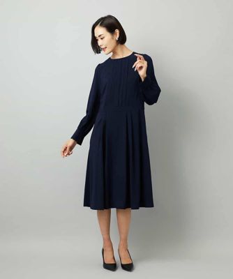 ＜MICHELKLEIN(Women/小さいサイズ)＞［小さいサイズ］ノーカラープリーツワンピース