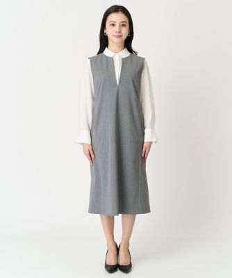 ［小さいサイズ］キーネックノースリーブワンピース（セットアップ対応）