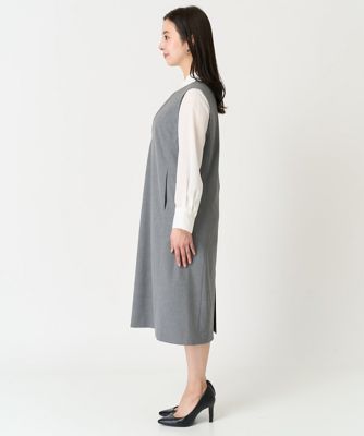 ［小さいサイズ］キーネックノースリーブワンピース（セットアップ対応）