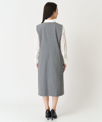 ［小さいサイズ］キーネックノースリーブワンピース（セットアップ対応）