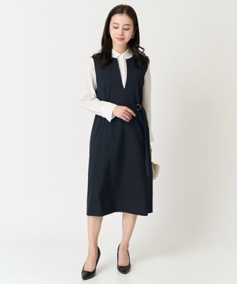 ［小さいサイズ］キーネックノースリーブワンピース（セットアップ対応）
