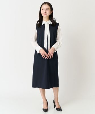［小さいサイズ］キーネックノースリーブワンピース（セットアップ対応）