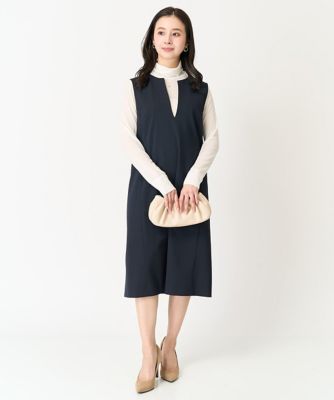 ［小さいサイズ］キーネックノースリーブワンピース（セットアップ対応）