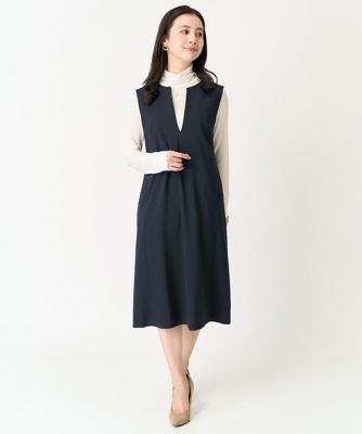 ［小さいサイズ］キーネックノースリーブワンピース（セットアップ対応）