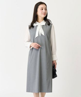 ［小さいサイズ］キーネックノースリーブワンピース（セットアップ対応）