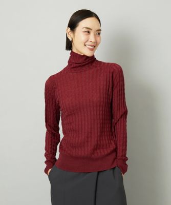 MICHELKLEIN(Women/小さいサイズ)/ミッシェルクラン [小さいサイズ]シアーケーブルハイネックニット 77ボルドー トップス【三越伊勢丹/公式】
