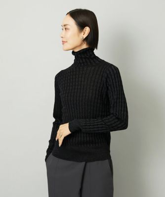 MICHELKLEIN(Women/小さいサイズ)/ミッシェルクラン [小さいサイズ]シアーケーブルハイネックニット 94ブラック トップス【三越伊勢丹/公式】