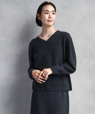 ＜MICHELKLEIN(Women/小さいサイズ)＞［セットアップ対応］Ｖネックニット