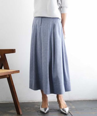 ＜MICHELKLEIN(Women/小さいサイズ)＞［小さいサイズ］デニムライクシャンブレー　Ａラインスカート