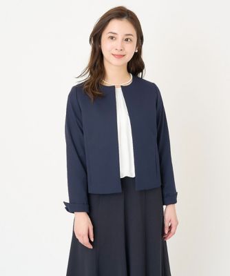 ＜MICHELKLEIN(Women/小さいサイズ)＞［小さいサイズ］トリコットカノコノーカラージャケット（背抜き／セットアップ対応）