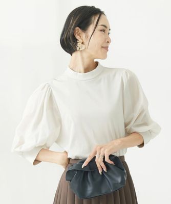 ［小さいサイズ］異素材ボリュームスリーブカットソー