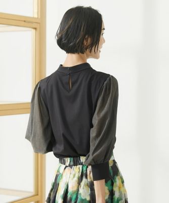 ［小さいサイズ］異素材ボリュームスリーブカットソー