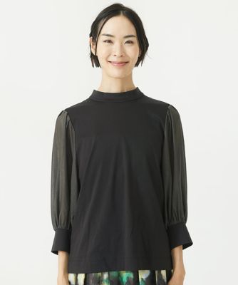 ［小さいサイズ］異素材ボリュームスリーブカットソー