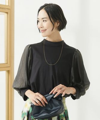 ［小さいサイズ］異素材ボリュームスリーブカットソー