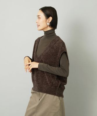イッセイミヤケ　シアー ハイネックカットソー　シワ加工　ブラウン　Mサイズ ISSEY MIYAKE(イッセイミヤケ) 18SSWOOL SHELL KNIT