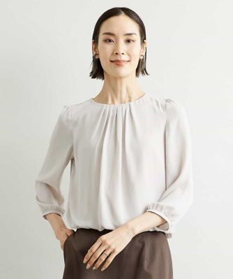 ＜MICHELKLEIN(Women/小さいサイズ)＞［小さいサイズ］プリーツデザインブラウソー（インナーにおすすめ）