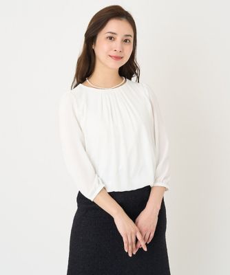 ＜MICHELKLEIN(Women/小さいサイズ)＞［小さいサイズ］プリーツデザインブラウソー（インナーにおすすめ）