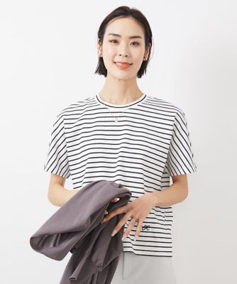 ［小さいサイズ］ワンポイント刺繍ボーダーＴシャツ