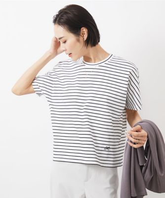 ［小さいサイズ］ワンポイント刺繍ボーダーＴシャツ