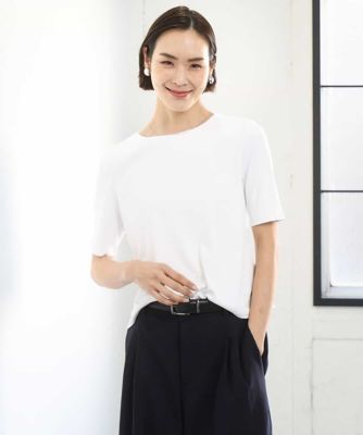 ＜MICHELKLEIN(Women/小さいサイズ)＞［小さいサイズ］［遮熱効果素材］ステッチレス五分袖プルオーバー