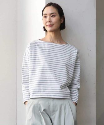 ＜MICHELKLEIN(Women/小さいサイズ)＞［小さいサイズ］タックデザイン　バスクボーダーＴシャツ