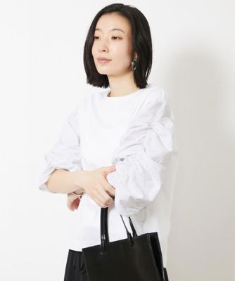 MICHELKLEIN(Women/小さいサイズ)/ミッシェルクラン ［小さいサイズ］ギャザースリーブカットソー