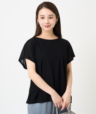 ［小さいサイズ］フレンチスリーブシアーカットソー（夏の１枚着におすすめ）