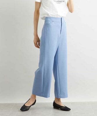 ［小さいサイズ］ストレッチワイドパンツ（定番シルエット／裏地なし／長め）