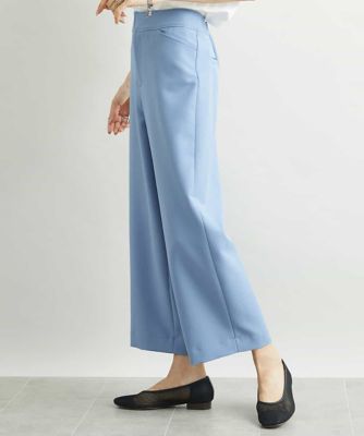［小さいサイズ］ストレッチワイドパンツ（定番シルエット／裏地なし／長め）