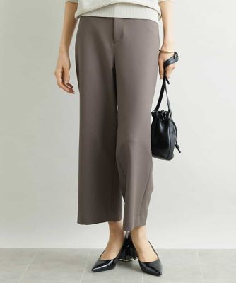 ［小さいサイズ］ストレッチワイドパンツ（定番シルエット／裏地なし／長め）
