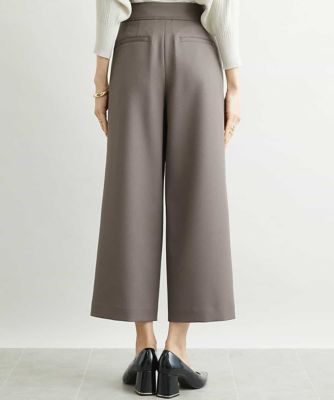 ［小さいサイズ］ストレッチワイドパンツ（定番シルエット／裏地なし／長め）