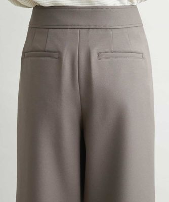 ［小さいサイズ］ストレッチワイドパンツ（定番シルエット／裏地なし／長め）