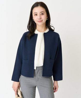 ＜MICHELKLEIN(Women/小さいサイズ)＞［小さいサイズ］ノーカラーニットジャケット