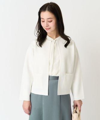 ［小さいサイズ］ノーカラーニットジャケット