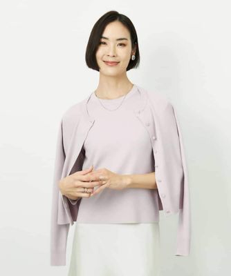 ＜MICHELKLEIN(Women/小さいサイズ)＞［小さいサイズ］［アンサンブル対応］コンパクトクルーネックカーディガン