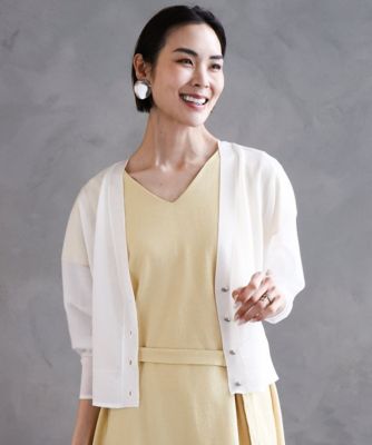 ＜MICHELKLEIN(Women/小さいサイズ)＞［小さいサイズ］シアーラメＶネックカーディガン