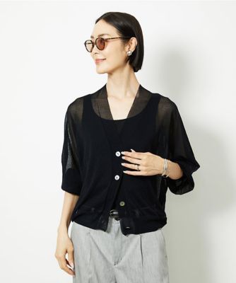 小さいサイズ］Vネックシアーカーディガン | MICHELKLEIN(Women