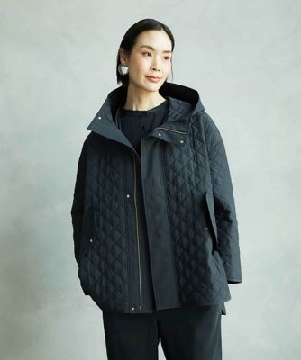 MICHELKLEIN(Women/小さいサイズ)/ミッシェルクラン [小さいサイズ]オーバーサイズフードキルティングコート 94ブラック コート・ジャケット【三越伊勢丹/公式】