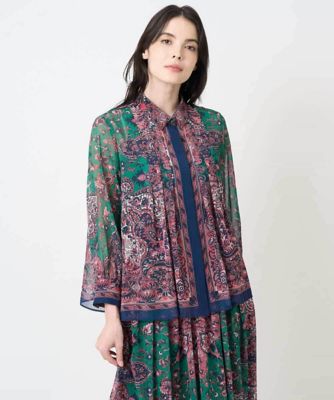 CHRISTIAN AUJARD（Women/小さいサイズ）/クリスチャンオジャールS RATTIペイズリープリントブラウス 03ピンク×ネイビー系 トップス【三越伊勢丹/公式】